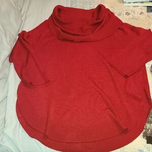 Women's Red Cowl Neck Sweater